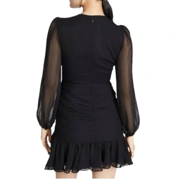 Jill Stuart Shirred Blouson Sleeve Faux Wrap Formal Cocktail Dress -Red - Size 2 - Picture 9 of 11